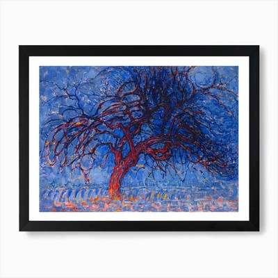 Avond Evening The Red Treee, Piet M gerahmtes Wandbild Poster Leinwanddruck Bild