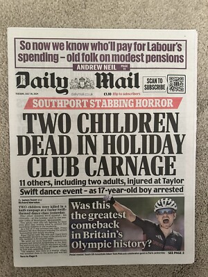 Daily Mail 30th July 2024 30/7/24 Tom Pidcock Team GB