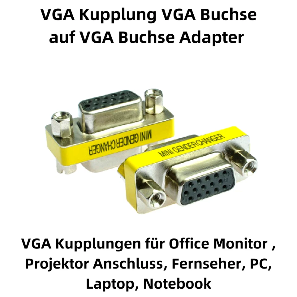 R25 VGA Kupplung VGA Buchse auf VGA Buchse Adapter D Sub Adapter 15Polig SVGA - Bild 2 von 4