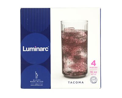 Luminarc 262993 Tacoma Cooler Drinking Beverage Glasses Set of 4 Clear 16 oz