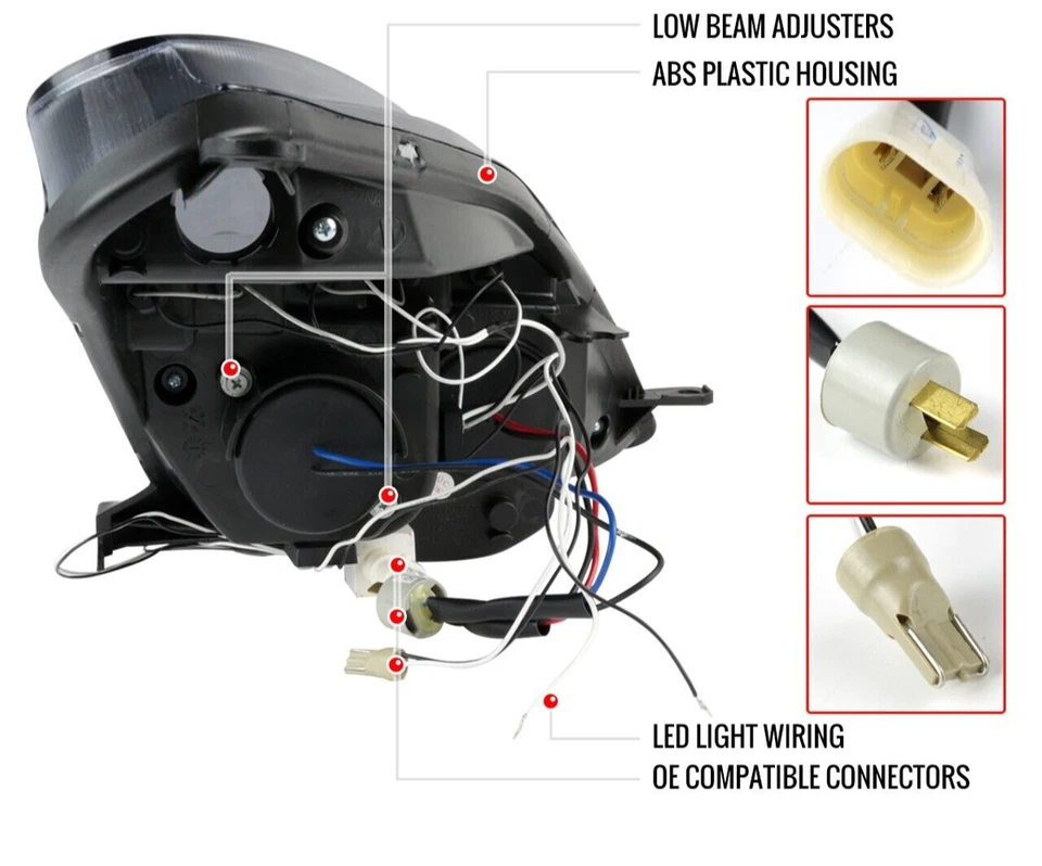 00-05 Toyota Celica GT ST  Base TRD Smoked Projector Headlights LED Halos DOTs - Image 3 of 4