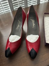Designer Vintage Garolini Red Italian Leather Heels- Sz8 1/2 N