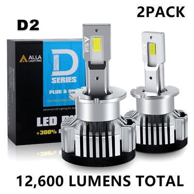 Alla Lighting LED D2R Headlight Bulb Super Bright White Replacement, Angled Fan