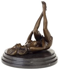 Image of A bronze sculpture of a female nude erotic statue figure antique style - 20cm