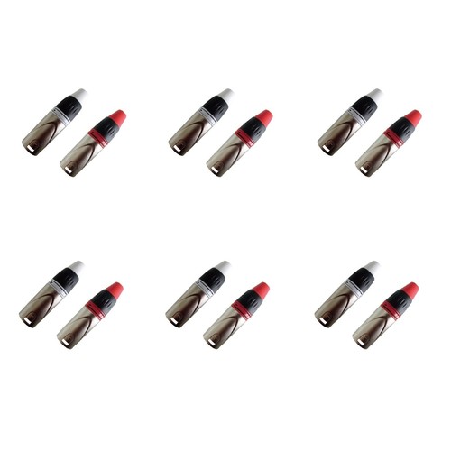 Geisler XLR 3 Pin Male plug 6 Pairs with fine nickel plated housing and 24k gold
