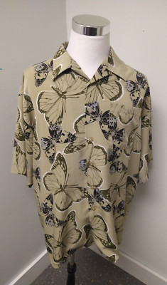 Brian Brothers Hawaiian Tradition Shirt Mens XXL 2XL Butterfly Print Naturecore