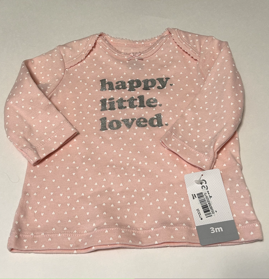 NEW Carter's Baby Girl HAPPY LITTLE LOVED Shirt Heart Polka Dots NWT 3