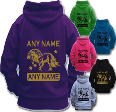 personalisierter REITKAPUZENPULLOVER, SCHWERES PFERD Irish Cob, Zigeunervanner, COB,