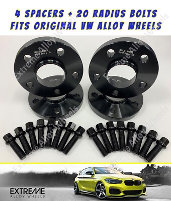 Schwarze Alufelgen Spurverbreiterung 15mm + 20mm VW ID3 ID4 Scirocco T-Roc Radiusschrauben 57