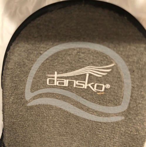 Dansko Sandals Womens 38 size 7 Slide Black Leather Slip On Wedge Cute! - 第 5/9 張圖片
