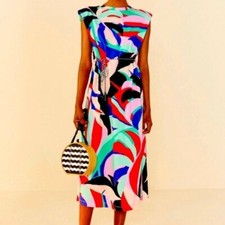 Farm Rio Women's Colorful Monstera Organic Cotton T-Shirt Dress Size XS