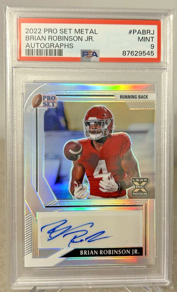Brian Robinson Jr Rookie 2022 Pro Set Metal Autographs PSA MINT 9 Commanders /50