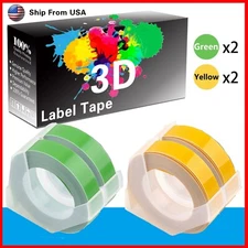 (2Green+2Yellow) LabelTape Fit For Dymo 15447 Dymo 20008CP Label Makers