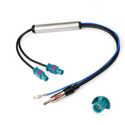 Eightwood Auto Radio Adapter Cable Twin Fakra Z Plug to DIN Plug Connector 12V+