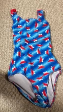 Destira Gymnastics Woman's Teen Girls Leotard Adult XS Blue Sleeveless