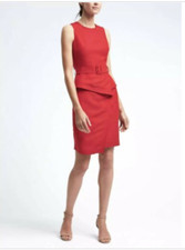 NEW Banana Republic Red Sheath Peplum Dress Belted 2 138$
