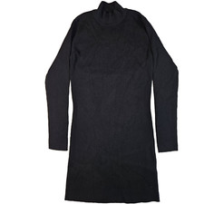 Fashion Nova Dress Womens XL Black Mid Length Long Sleeve Open Back High Neck