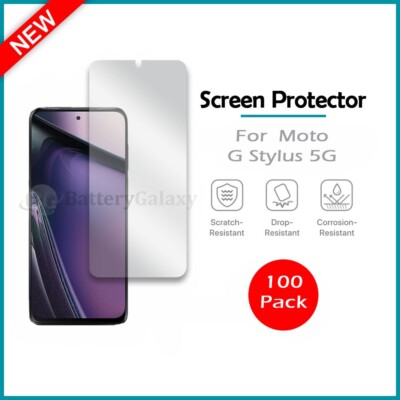100-Pack LCD Clear HD Screen Protector for Phone Motorola Moto G Stylus 5G 2024