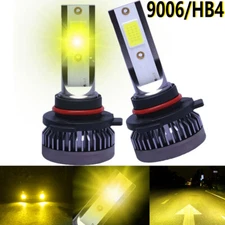 Pair 9006 HB4 LED Headlight Super Bright 3000K Yellow Fog Driving Light Bulb Kit