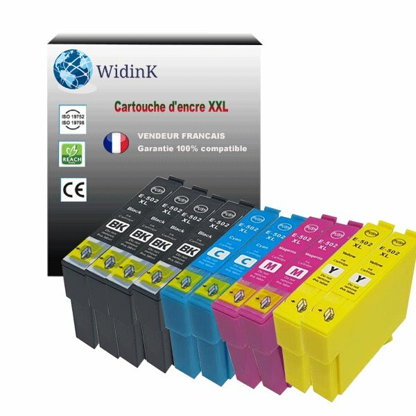 Encre compatible Epson 502 XL lot de 10 cartouches pour imprimante WorkForce WF-2865DWF