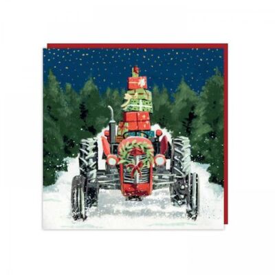 Charity Weihnachtskarte Pack 6 Karten roter Traktor Massey Geschenk Glitzer Shelter