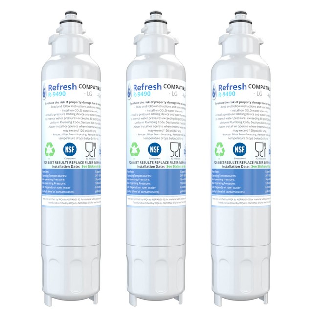 Refresh Replacement Water Filter Fits LG LMXS30776S Refrigerators (3