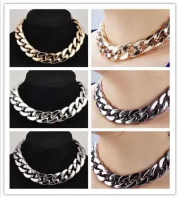 GLÄNZENDER LINK ID Promi-Stil ALUMINIU CHOKER KLOBIG Bordstein Mode Kette Halskette