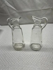 Two  (2) Vintage Anchor Hocking/ Glass Oil or Vinegar Cruet #25/ No Stopper