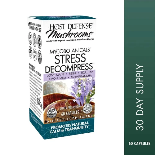 Host Defense MycoBotanicals Stress Decompress 60 Veg Caps Organic Fungi READ!!!!