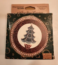 PFALTZGRAFF Natural Stone Royal Holiday Coasters Set of 4 NOS Cork Back