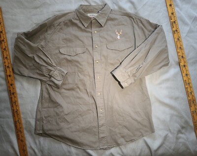 Vintage Red Head Mens Shirt XXL Hunter Embroidered Deer Buck Heavy Cotton Collar