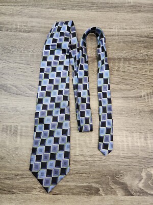 Giorgio Brutini Neck Tie Men's Blue Geometric 100% Silk