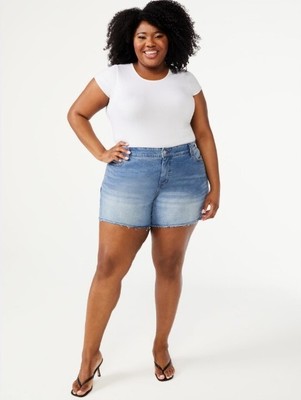 Sofia Jeans By Sofia Vergara Women Lila Mid Rise Gusset Side Shorts Blue Sz 28W