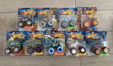 Hot Wheels Lot Of 9 2025 Monster Truck With Crushable Cars Bonus Cars