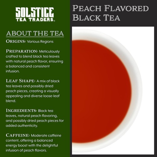 Peach Flavored Loose Leaf Black Tea 8oz Bag, Makes 100+ Cups of Tea - Picture 3 of 10