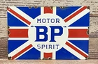 Vintage BP British Petroleum Motor Spirit Porcelain Metal Sign