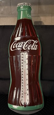 Vintage Coca-Cola Tin Embossed Thermometer  Coke Bottle  Donasco