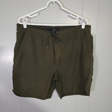 Rip Curl Volley Shorts Mens Medium Olive Green Elastic Waist Drawstring Surfing