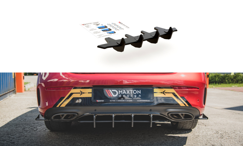 Diffuseur arrière Maxton Street Pro pour Mercedes-AMG C43 Coupe C205 en rouge sportif