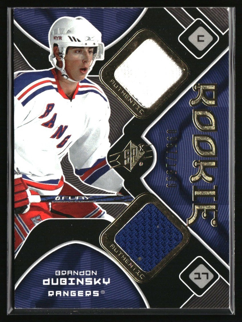 Brandon Dubinsky 2007-08 SPx RC /1599 Jersey #196 New York Rangers