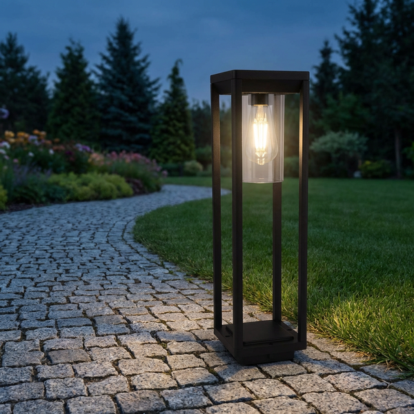 Standleuchte Stehlampe AußEn Terrassenlampe Alu 1 Flammig Schwarz Matt H 50 Cm-image