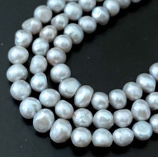 5 -7mm light Gray Cultures Pearl irregular Potato Nugget Chunk Beads Natural 16"