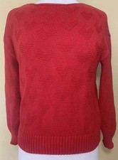LOFT Sweater Size XS Red Hearts Boatneck Holiday Solid