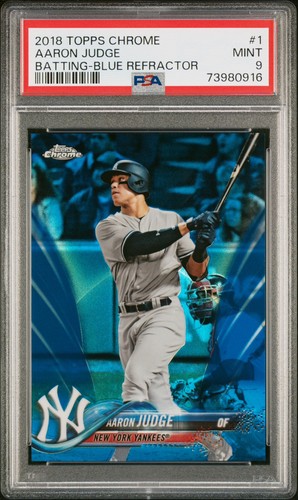 2018 TOPPS CHROME #1 AARON JUDGE BLUE REFRACTOR /150 PSA 9