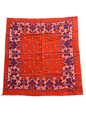 Vintage Fast Color Bandana RN 14193 Orange 21.5in x 20.5in Flowers Scrolls