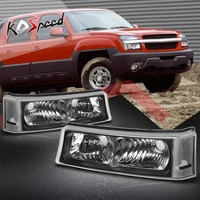 Black/Clear Corner Front Bumper Turn Signal Lamps for 03-07 Silverado/Avalanche