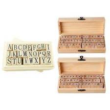 Lettres de l'alphabet Timbres avec boîte en bois Timbre en caoutchouc