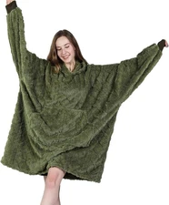 MIZZEO Microfiber Wearable Blanket, Oversized Light Adult, Green 