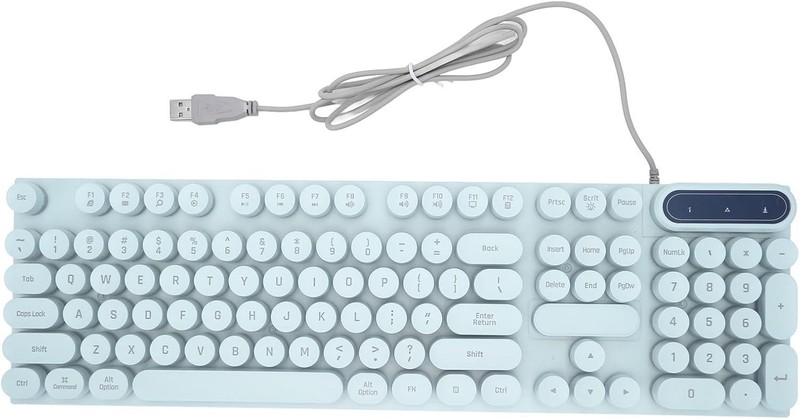 Gaming Keyboard,USB Round 104 Keys Typewriter Style Mechanical Wired Computer K