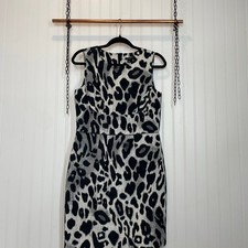 Ann Taylor Womens Animal Leopard Mini Sheath Office Dress Sleeveless Size 4